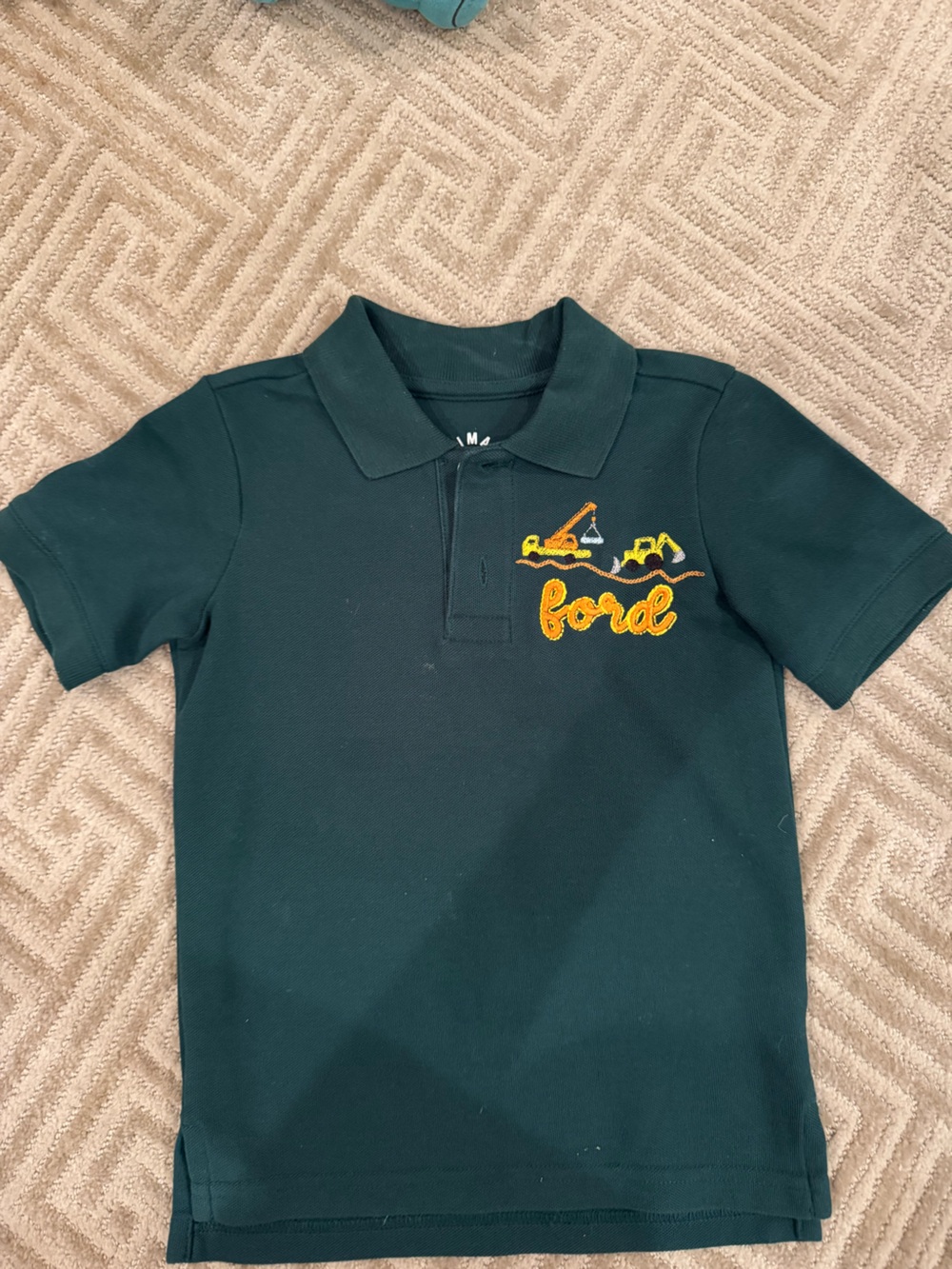 Primary Dark Greeb Polo with Yellow 'FORD” Embroidery 3T